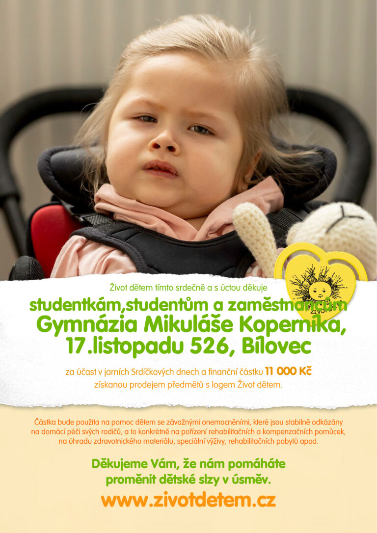 Poděkování, Život dětem
